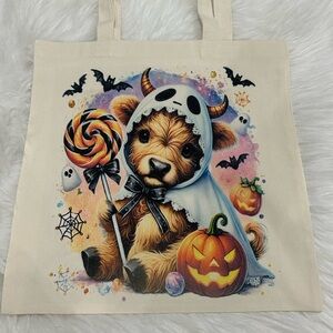 Halloween Themed Tote Bag with Cute Animal Design